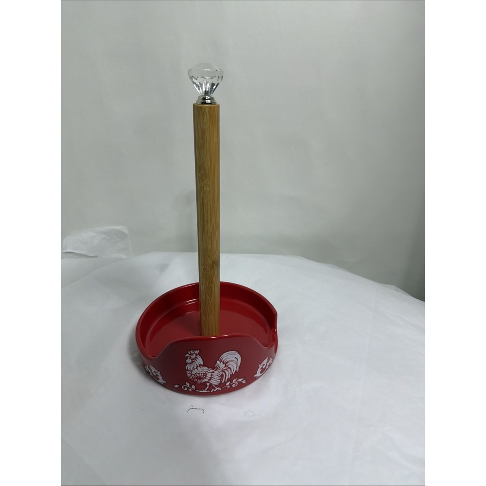 Temptations By Tara Doodle Doo Red Rooster Paper Towel Holder NEW